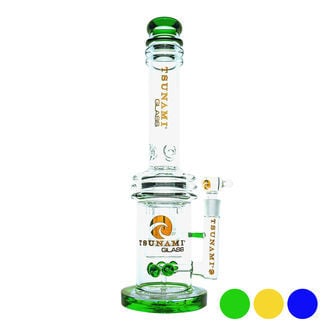 Bong Button Double Honeycomb Perc 16" (Tsunami Glass)